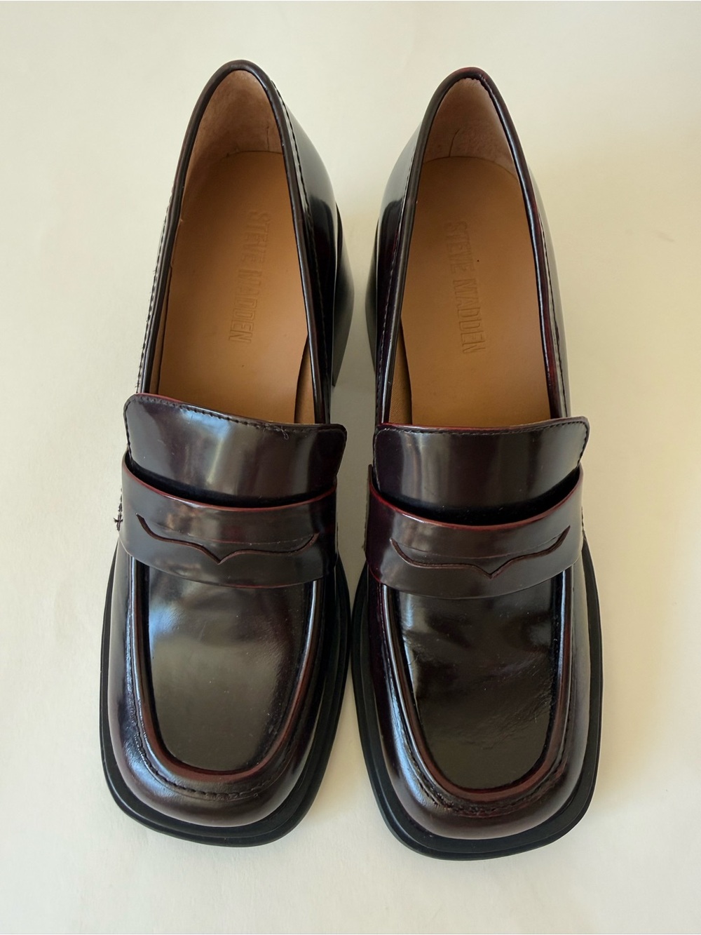 Steve Madden Men's Burgundy Penny Loafers